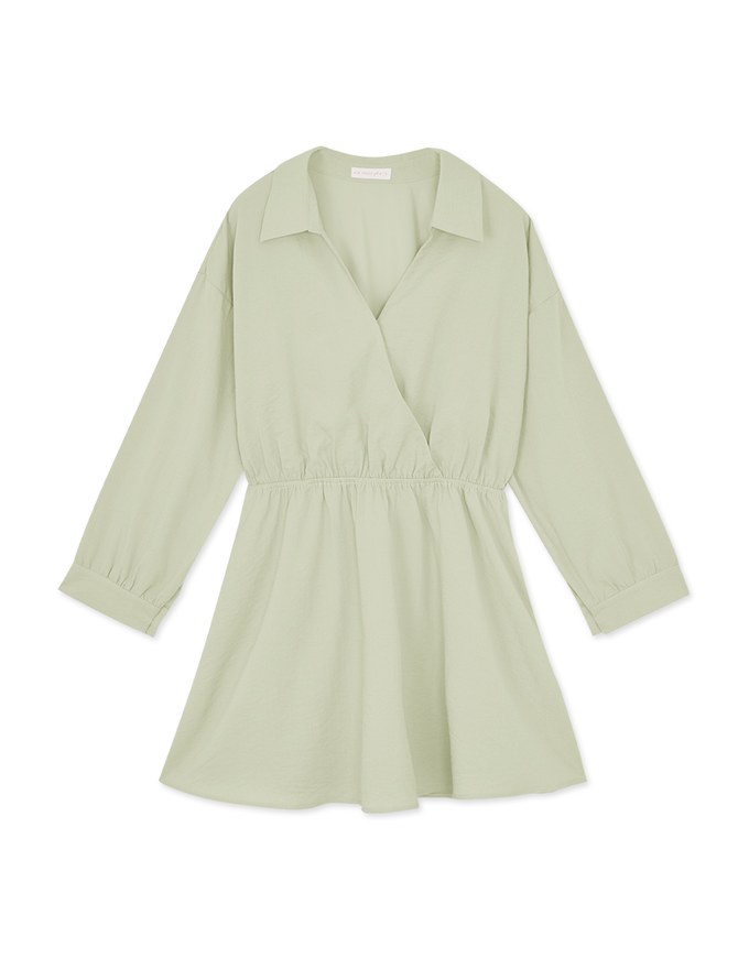 Crossover Lapel Shirt Dress
