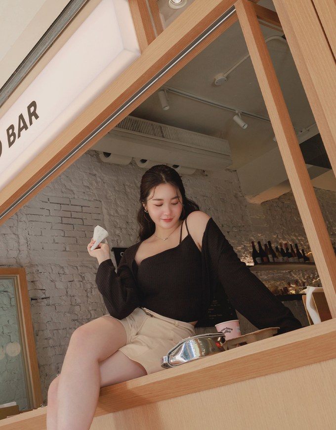 One Shoulder Dual Strap Cami Top + Cardigan (With padding)