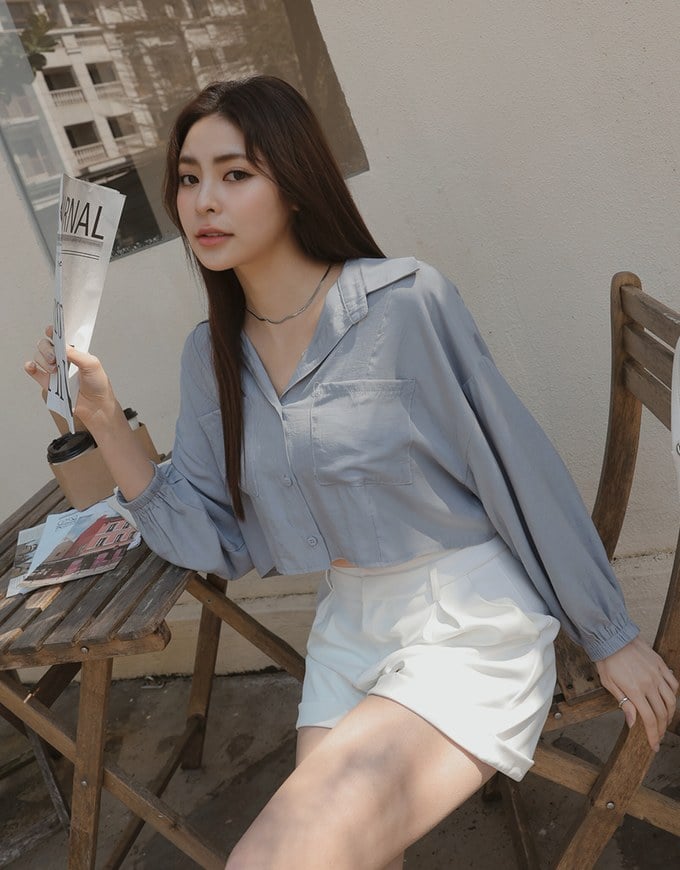 Cooling Sheer Double Pocket Blouse