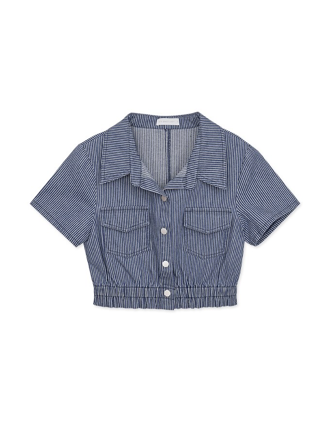 Straight Line Jeans Denim Fitted Blouse