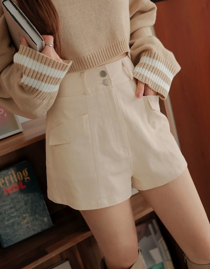 Fashionable Button-Up High Waisted Shorts