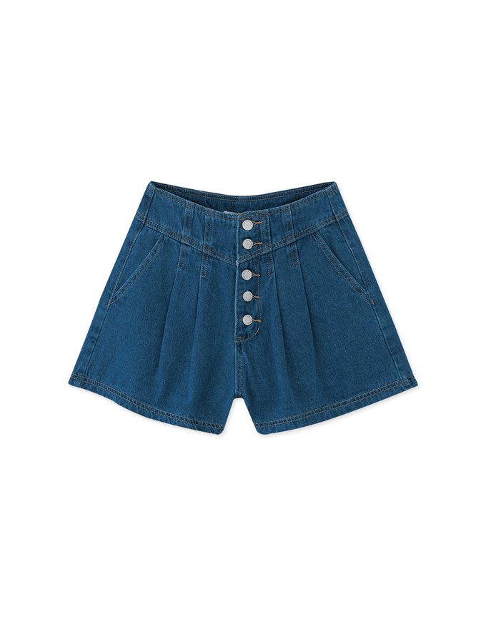 【Den!m LITE】Perfect Waistline Denim SHORTS Lightweigth Fabric Extra High Waisted Flared Jeans Short DNA