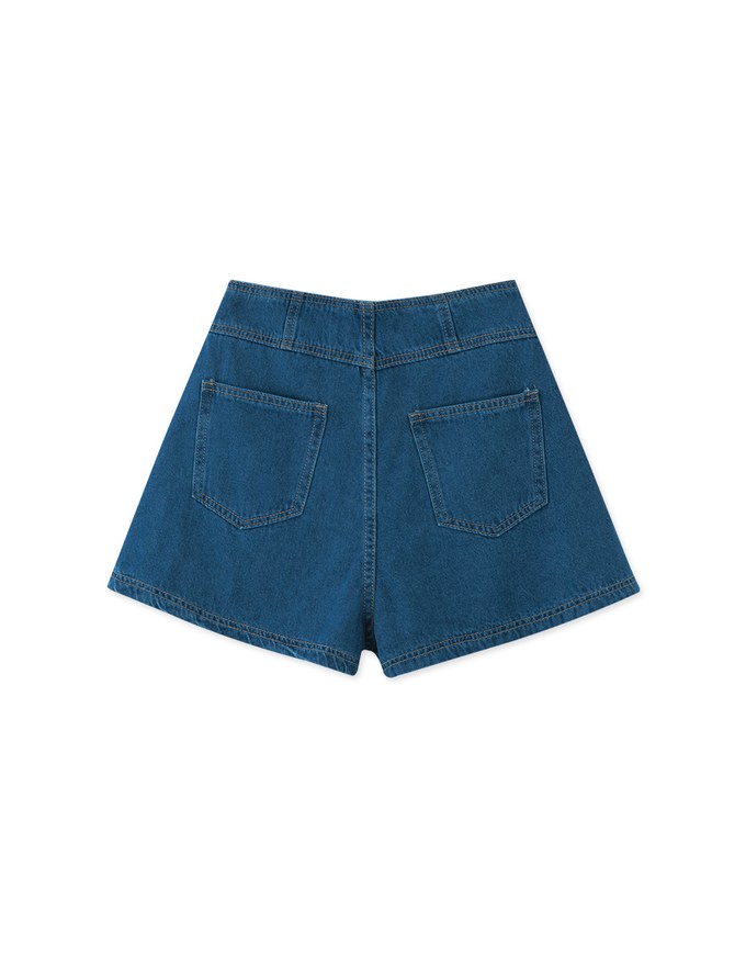 【Den!m LITE】Perfect Waistline Denim SHORTS Lightweigth Fabric Extra High Waisted Flared Jeans Short DNA