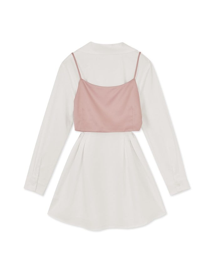 Layered Blouse Shirt Dress (With Belt)