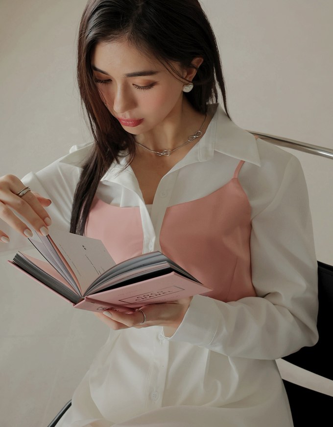 Layered Blouse Shirt Dress (With Belt)