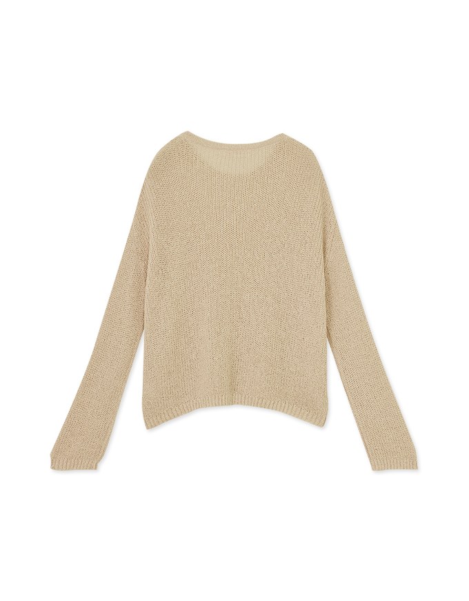 Pastel Color Correction Round Neck Knit Top