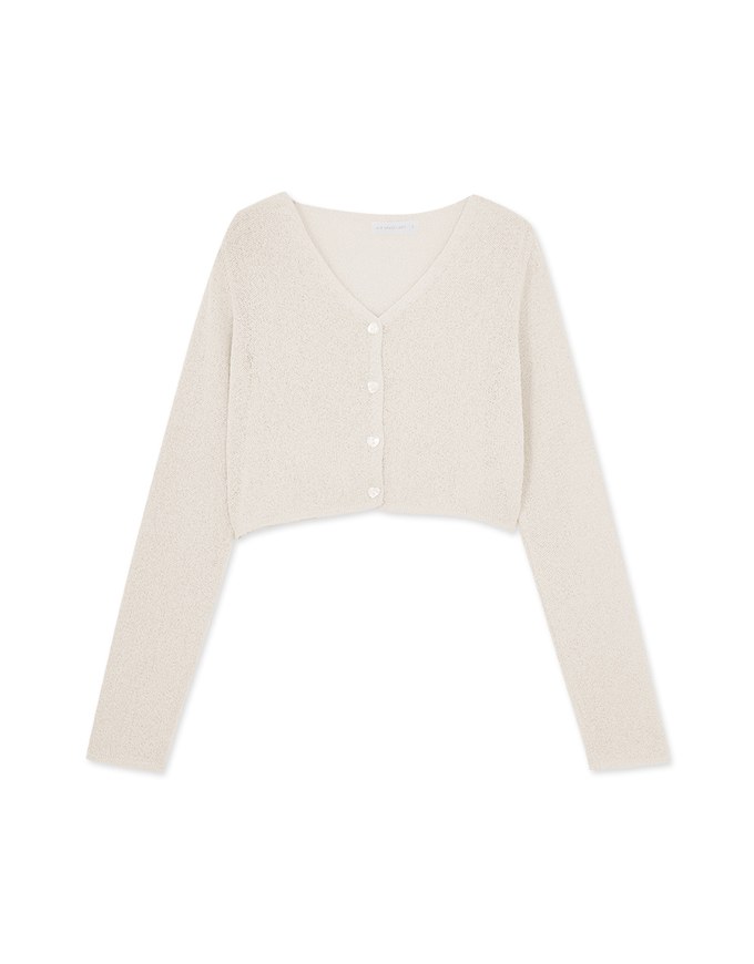 Pastel Color Correction Heart Shaped Button Knit Top