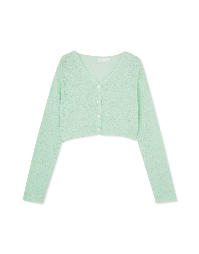 Pastel Color Correction Heart Shaped Button Knit Top