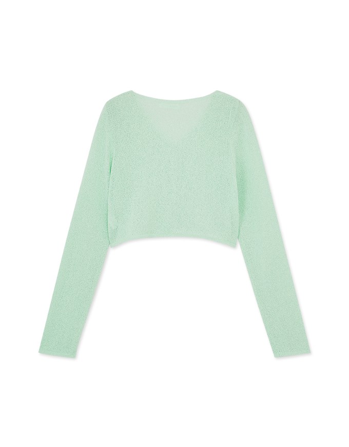 Pastel Color Correction Heart Shaped Button Knit Top