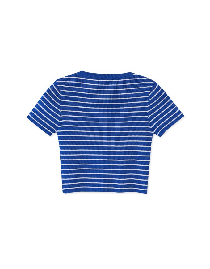 Double Sided Zippers Striped Knit Crop Top