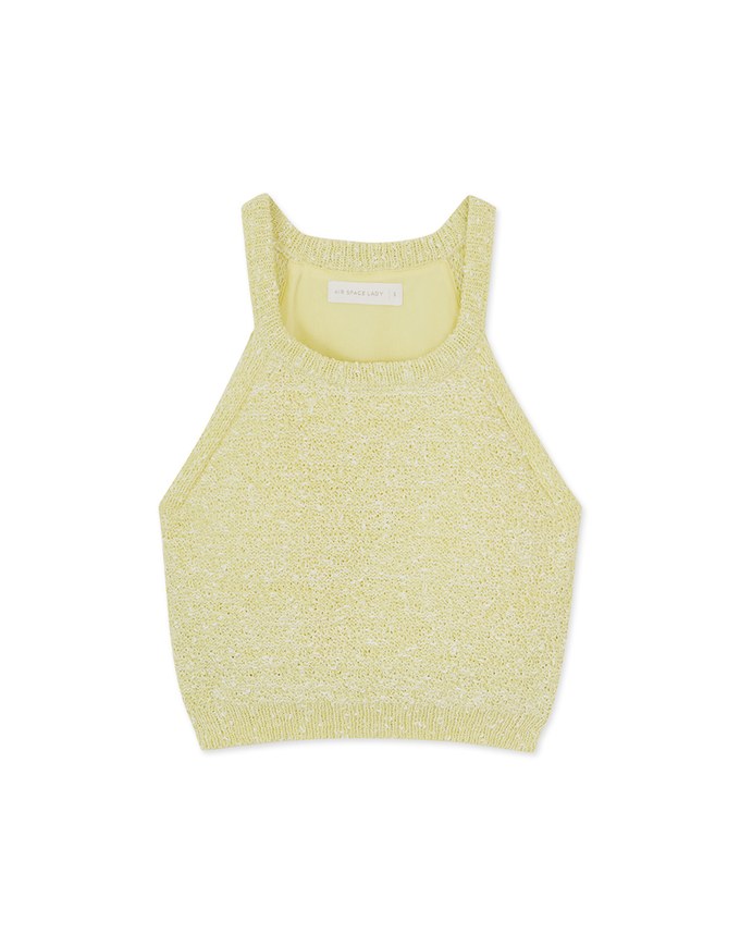 Off-Shoulder Mixed Color Woolen Vest (With Padding)