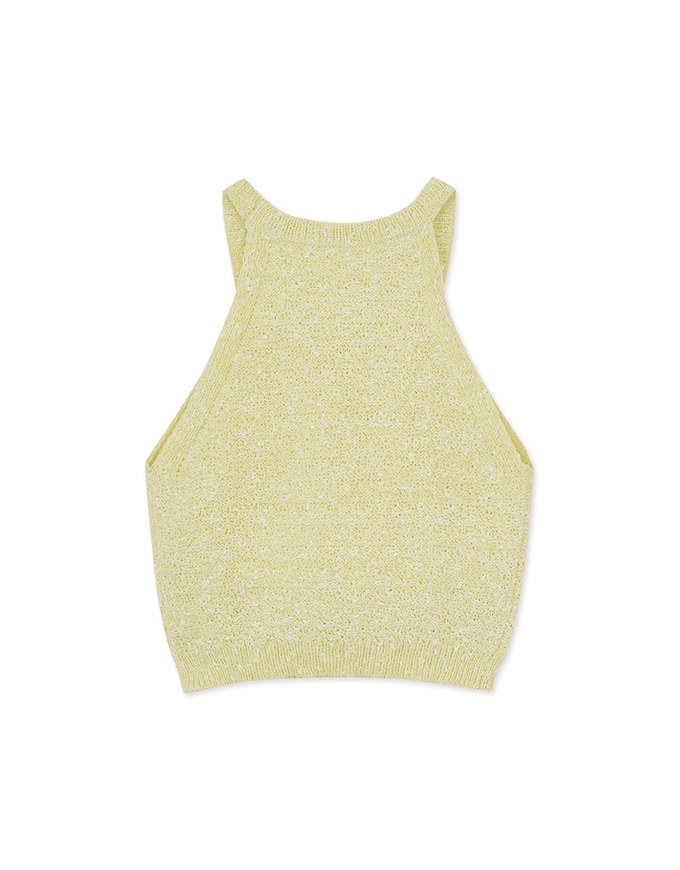 Off-Shoulder Mixed Color Woolen Vest (With Padding)