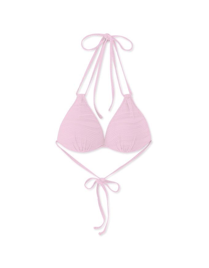 【DOUBLE PUSH】Extreme Push Up Bikini Top 3 Way Dual Strap Wavy Textured Bra Padded