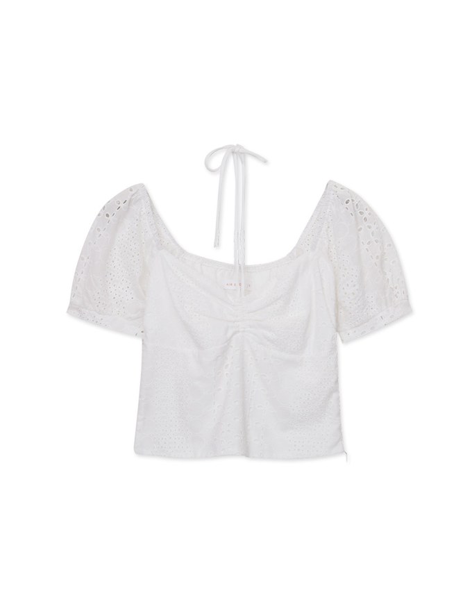 Embroidered Tie Strap Top