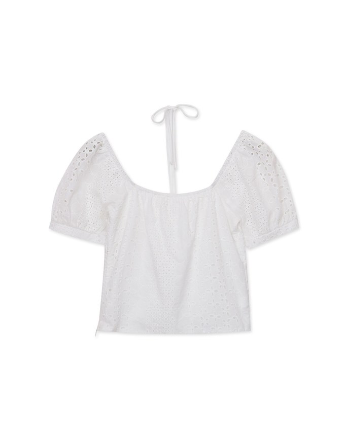 Embroidered Tie Strap Top