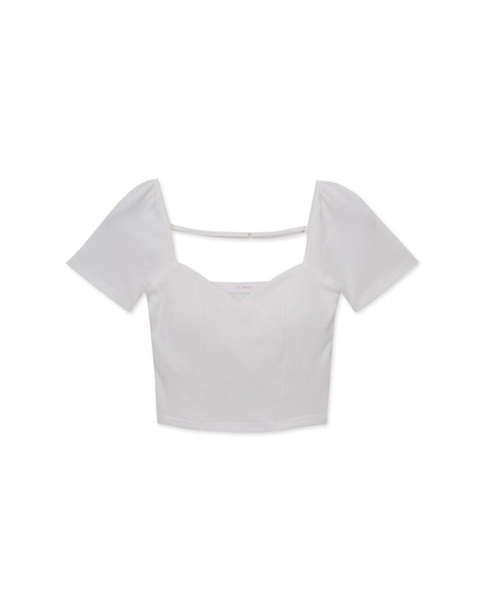 Plain sweetheart ribbed top (with padding)