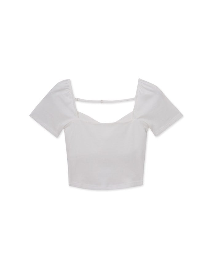 Plain sweetheart ribbed top (with padding)