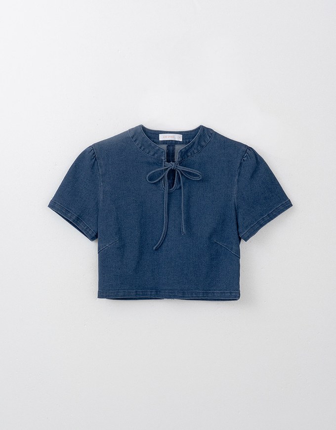 Qipao TOP Denim Jeans Texture Ribbon Bow Cheongsam Design