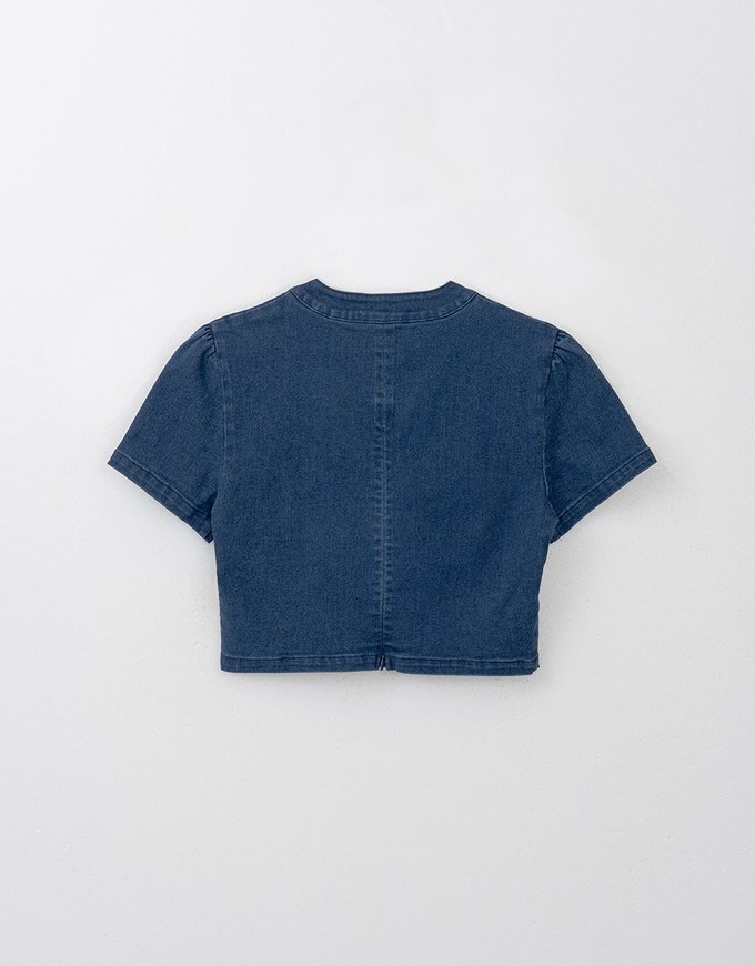 Qipao TOP Denim Jeans Texture Ribbon Bow Cheongsam Design