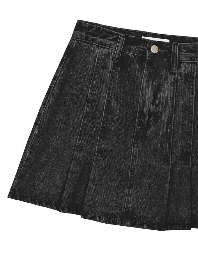 【Den!m LITE】Denim SKORT with Corset Waistline Extra High Waisted Pleated Jeans