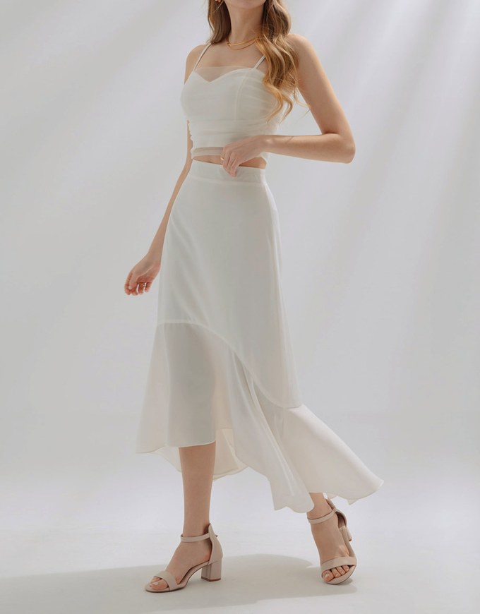 Soft sheer fishtail long skirt