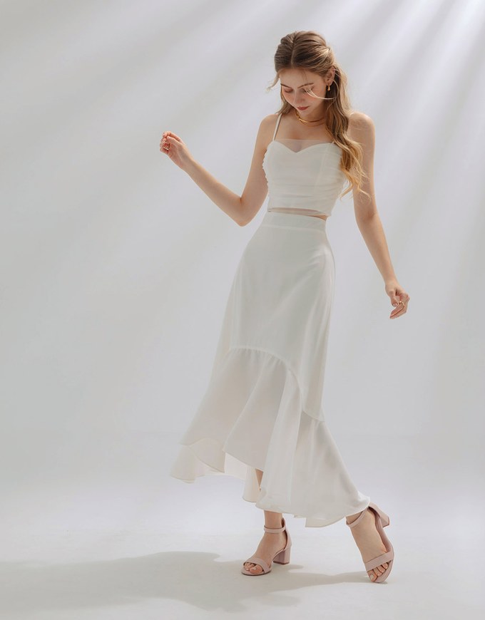 Soft sheer fishtail long skirt