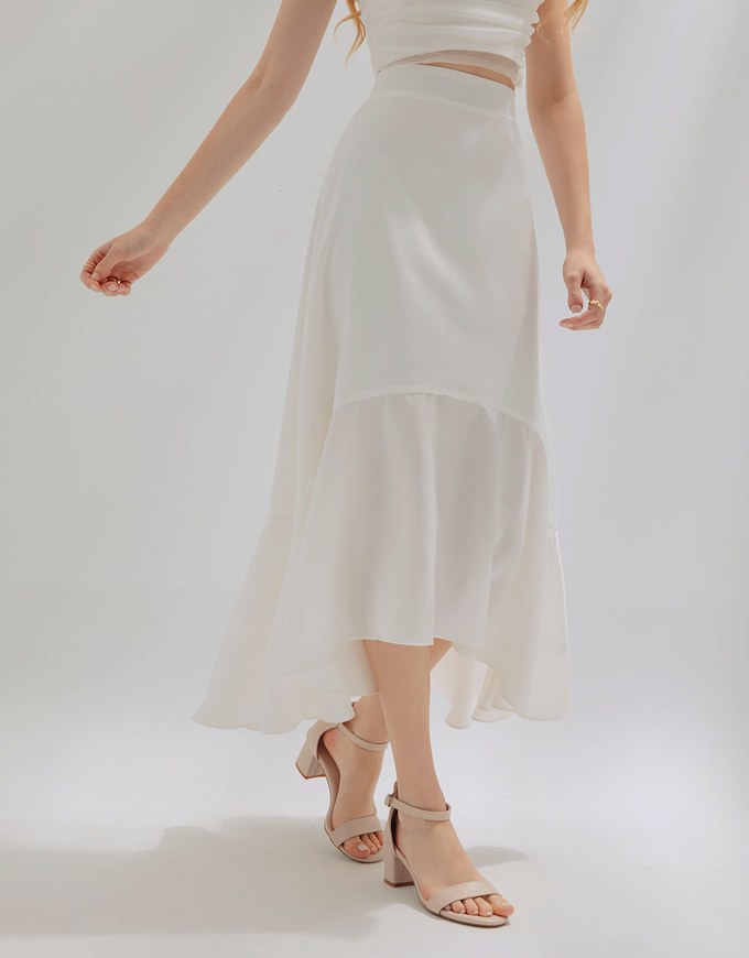 Soft sheer fishtail long skirt