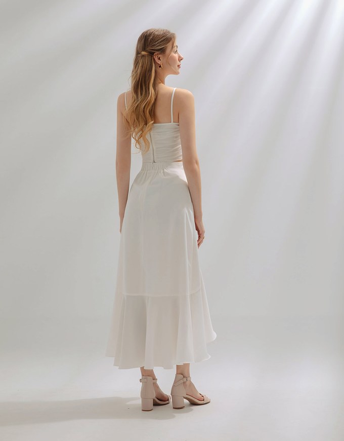 Soft sheer fishtail long skirt