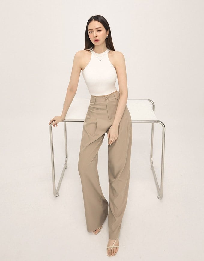 Slim Pleated Long Pants