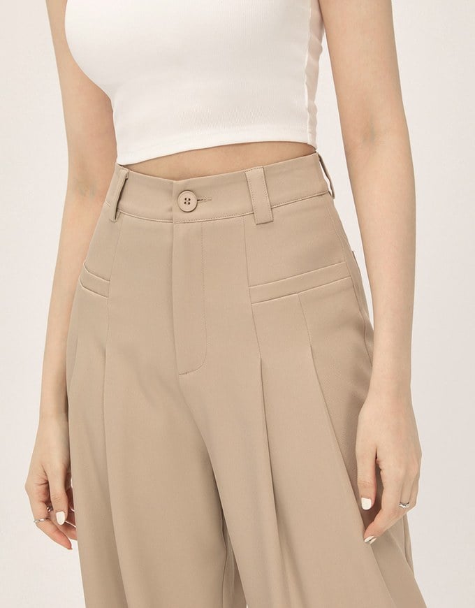 Slim Pleated Long Pants