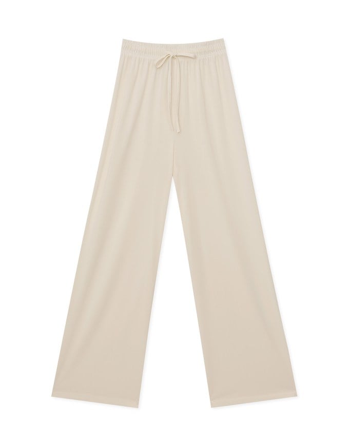 Cooling Fabric Comfortable Drape Drawstring High Waisted Pants Culottes