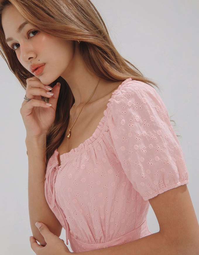 2 Way Cotton Lace Strap Mini Dress