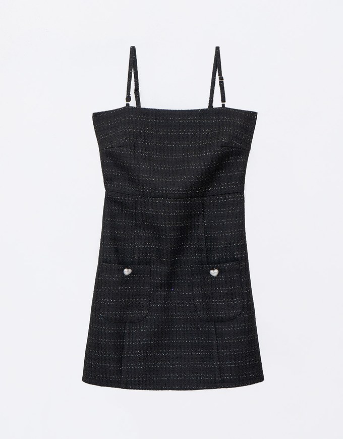 【HXA Design】3 WAY Chic Tweed Cami Mini Dress With Pearl Strap H10