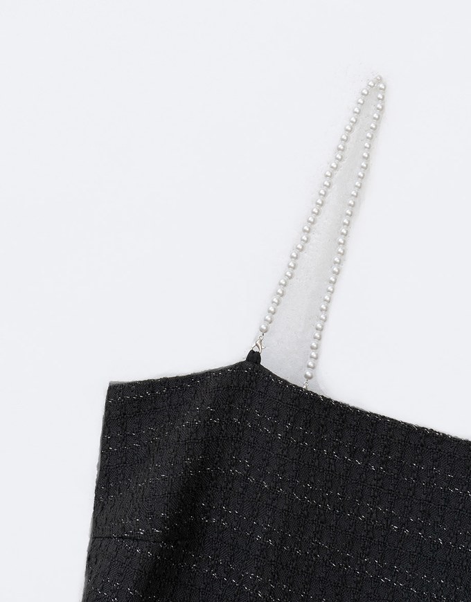 【HXA Design】3 WAY Chic Tweed Cami Mini Dress With Pearl Strap H10