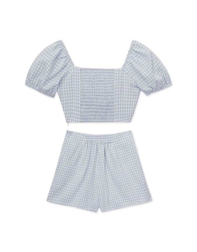 SET WEAR of TOP and SHORTS French Checkered Prints Twisted Design ( Cotton Synthetics)