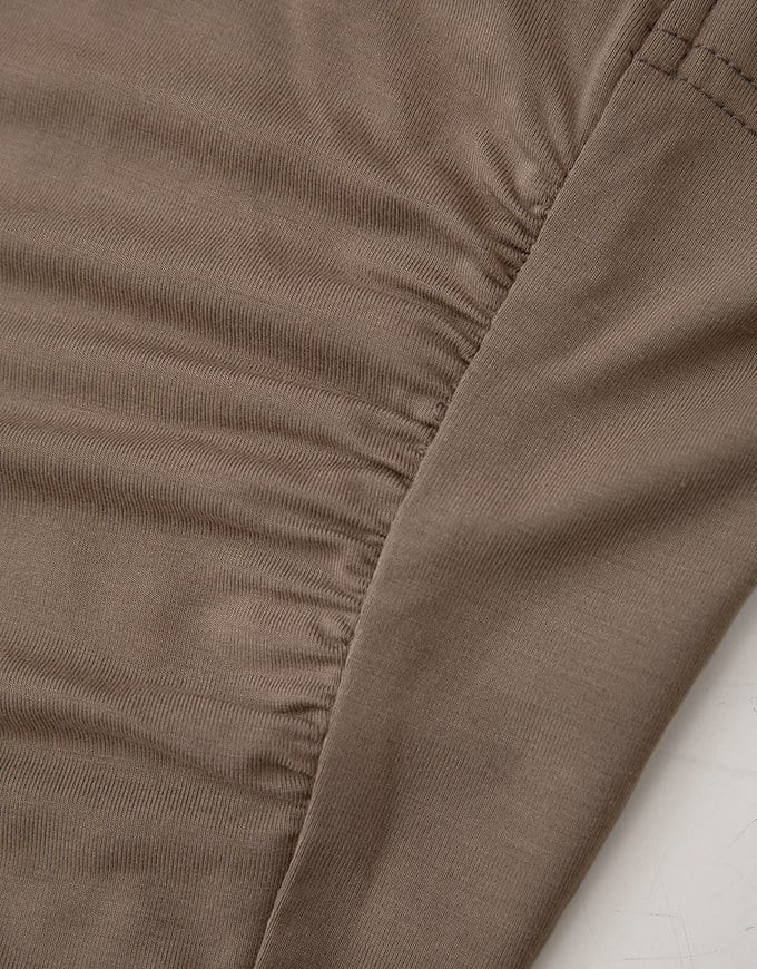 Asymmetric Gold-Trimmed Silky Jumpsuit