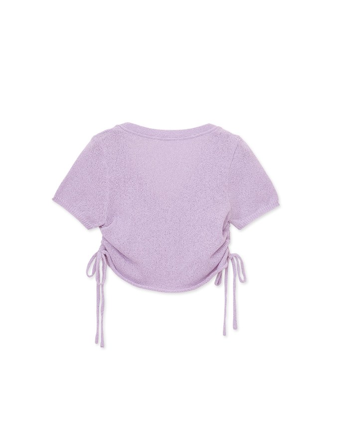 Side Ruched Cardigan Knit Top