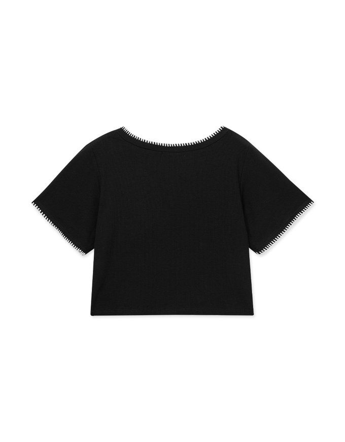 Stitched Trim Ribbed Top