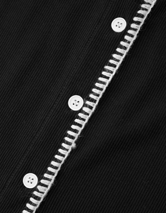 Stitched Trim Ribbed Top