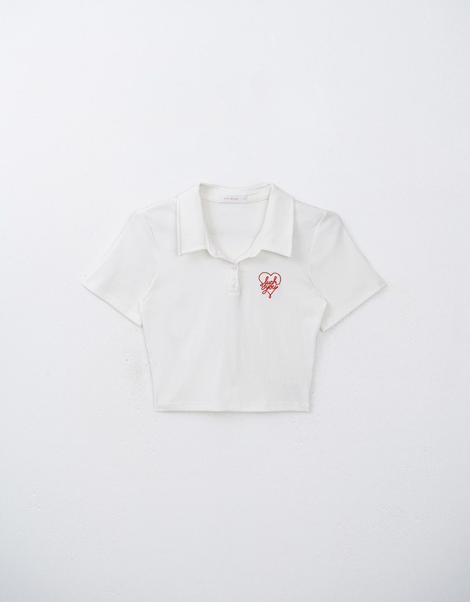 Preppy Polo Cropped Top With Embroidered Letter