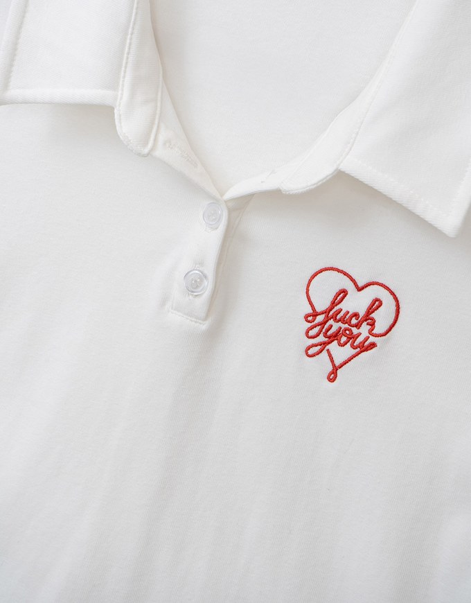 Preppy Polo Cropped Top With Embroidered Letter