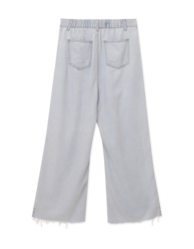 【Den!m LITE】Pleated Jeans Pants Extra High Waisted Wide Leg Pants Culottes