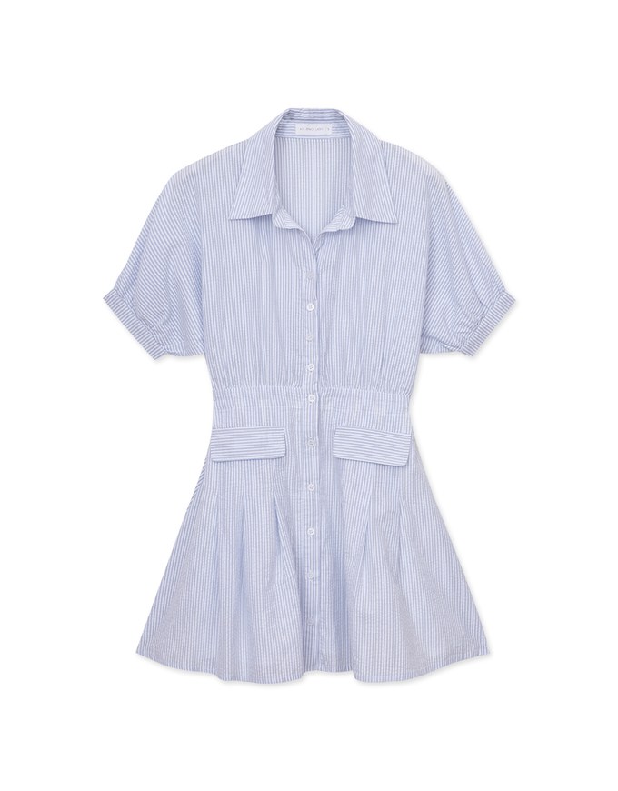 Bubble Organza Straight Pleated Mini Dress