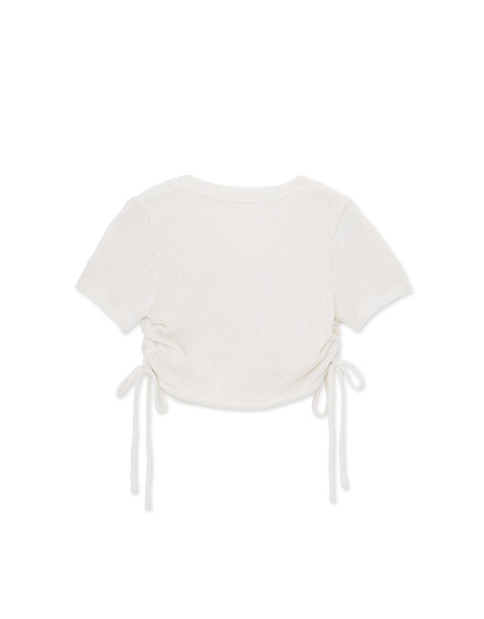 Side Ruched Cardigan Knit Top