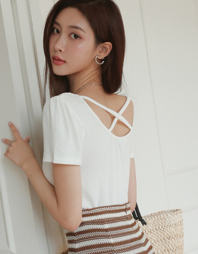 Cross Low Back Knit Top