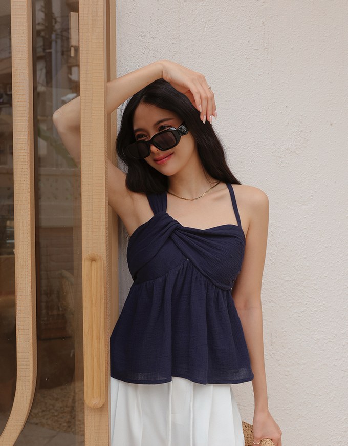 Sweet Asymmetric Knotted Tank Top
