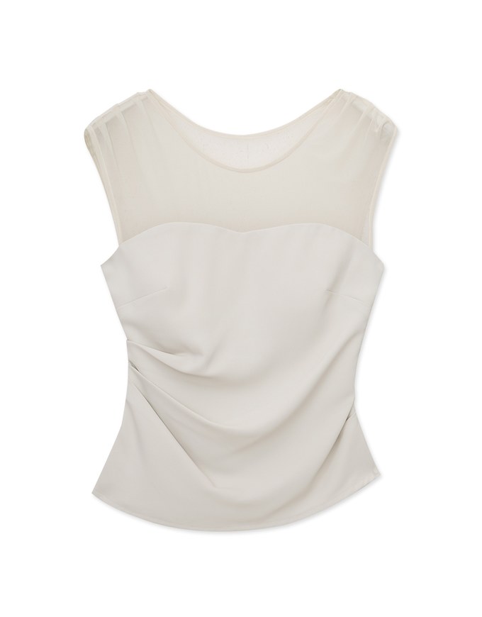 French Style Sheer Scrunch Padded Vest