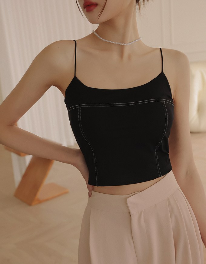 Seamless Jelly Stitch Detail and Thin Straps Bra Top