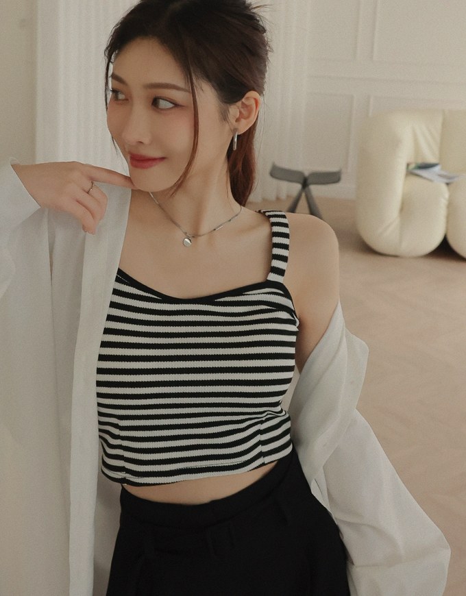 Seamless Jelly Striped Tank Bra Top