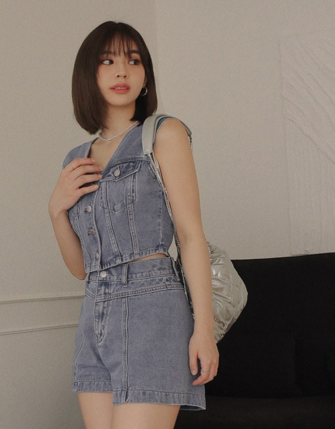 Vintage Jeans Denim V Neck Vest